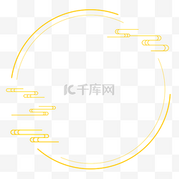 中式烫金元素图片_中式金色简约圆环边框