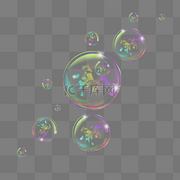 彩色手绘泡泡图片_手绘透明彩色肥皂泡泡元素