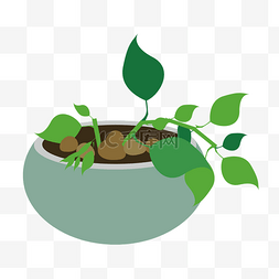 绿色植物矢量图图片_创意合成绿色的树叶造型效果盆栽