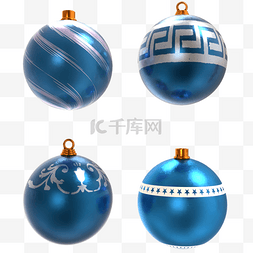 3d金属蓝色圣诞装饰球