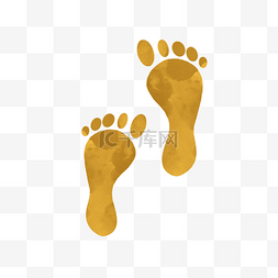 黄色几何图片_黄色污渍的人类脚印
