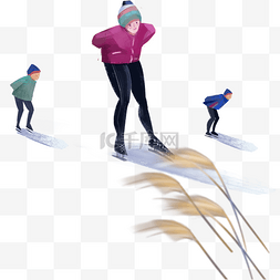 冬日爱运动的年轻人在滑雪