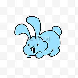 小动物卡通图案图片_蓝色创意兔子复活节