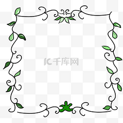 卡通精美植物边框图片_精美的绿色树叶边框