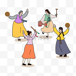 手绘卡通传统游戏跳舞插画