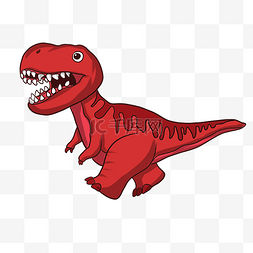 动物行走图片_行走的红色恐龙插画