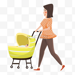 婴儿手推车图标图片_母亲节推着婴儿车的妈妈