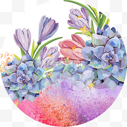 泼墨装饰画图片_现代花朵紫色油画装饰画