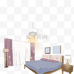 卧室窗帘床床头柜