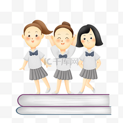 站高考图片_站在书上的女学生