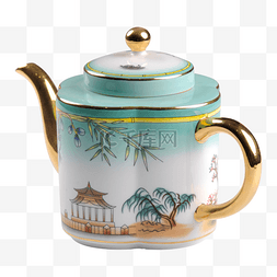陶瓷中式风图片_彩色花茶壶