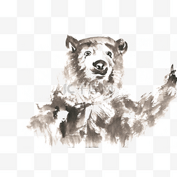 狗熊手绘图片_笨笨的狗熊水墨画PNG免抠素材