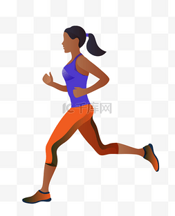 锻炼身体png图片_矢量扁平女子跑步健身锻炼身体运
