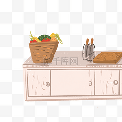 柜子灰色图片_卡通厨房和厨房工具