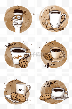 咖啡杯子图片_各种咖啡杯和曲奇下午茶PNG免抠素