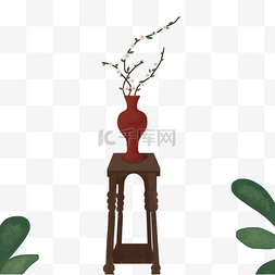 水墨家具图片_卡通的红色花瓶装饰