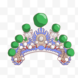 戏曲冠图片_绿色的戏曲头冠插画