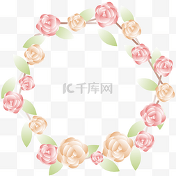 花环春天图片_立体矢量玫瑰花环边框