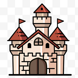 美丽红色建筑城堡插画