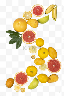 柠檬西柚图片_S型的水果组合