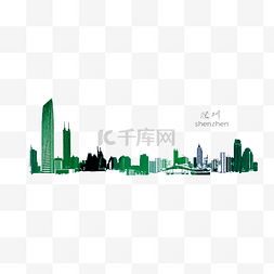 深圳城市图片_手绘水彩城市插画
