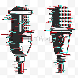 故障风麦克风图片_故障风红蓝话筒元素