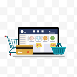 购物电脑图片_电脑线上网络购物