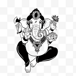 卡通手绘印度神ganesh chaturthi大象