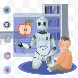 陪伴图片_AI智能机器人陪伴教育儿童