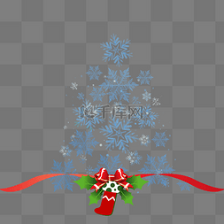 圣诞节浅蓝色雪花圣诞树