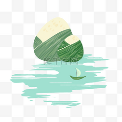 绿色米色图片_创意粽子端午节划船