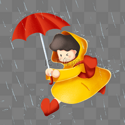 下雨女孩图片_下雨小女孩撑伞打伞春雨奔跑女孩