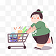 在超市购物的胖男孩png