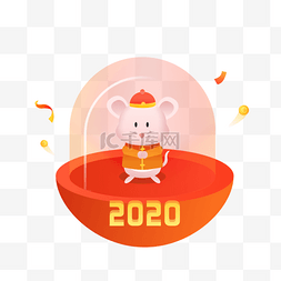 红色喜庆新年图图片_2020年鼠吉祥物设计