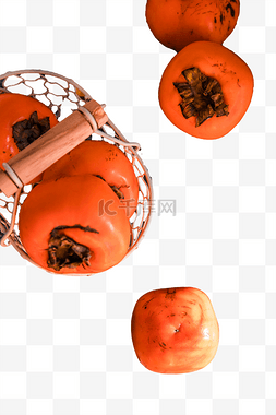 橙红色背景图片_俯拍的柿子