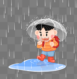 下红雨伞图片_下雨春雨打伞雨伞小孩