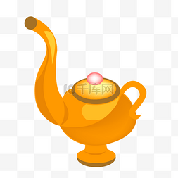 橙色茶壶图片_2.5D创意长嘴茶壶