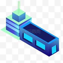 电子商务蓝色图片_蓝色的卡通建筑