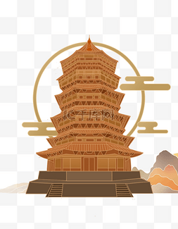 仿古建筑su图片_城市建筑山西应县木塔