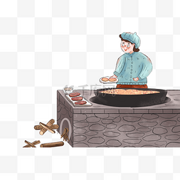 灶台做饭的女人