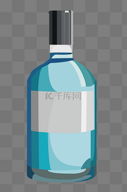 玻璃酒瓶图片_卡通蓝色酒瓶插画