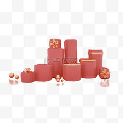 三维立体圆柱图片_红色礼品盒