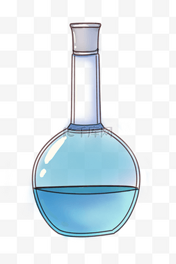 蓝色的圆底烧瓶插画