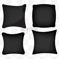 纯色沙发抱枕图片_黑色抱枕