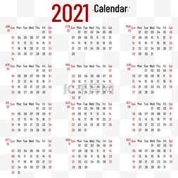 2021calendar红黑色日历