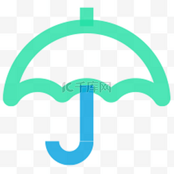 绿蓝渐变图片_线性双色金融类APP图标雨伞保护伞
