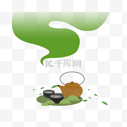 茶杯茶壶图片_黄色茶壶茶田装饰