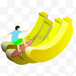 冲浪香蕉矢量免抠png