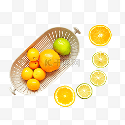 橙子柠檬素材图片_橙子柠檬篓子