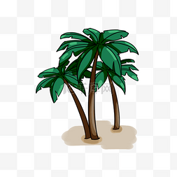 沙子卡通沙子图片_绿色植物椰子树元素